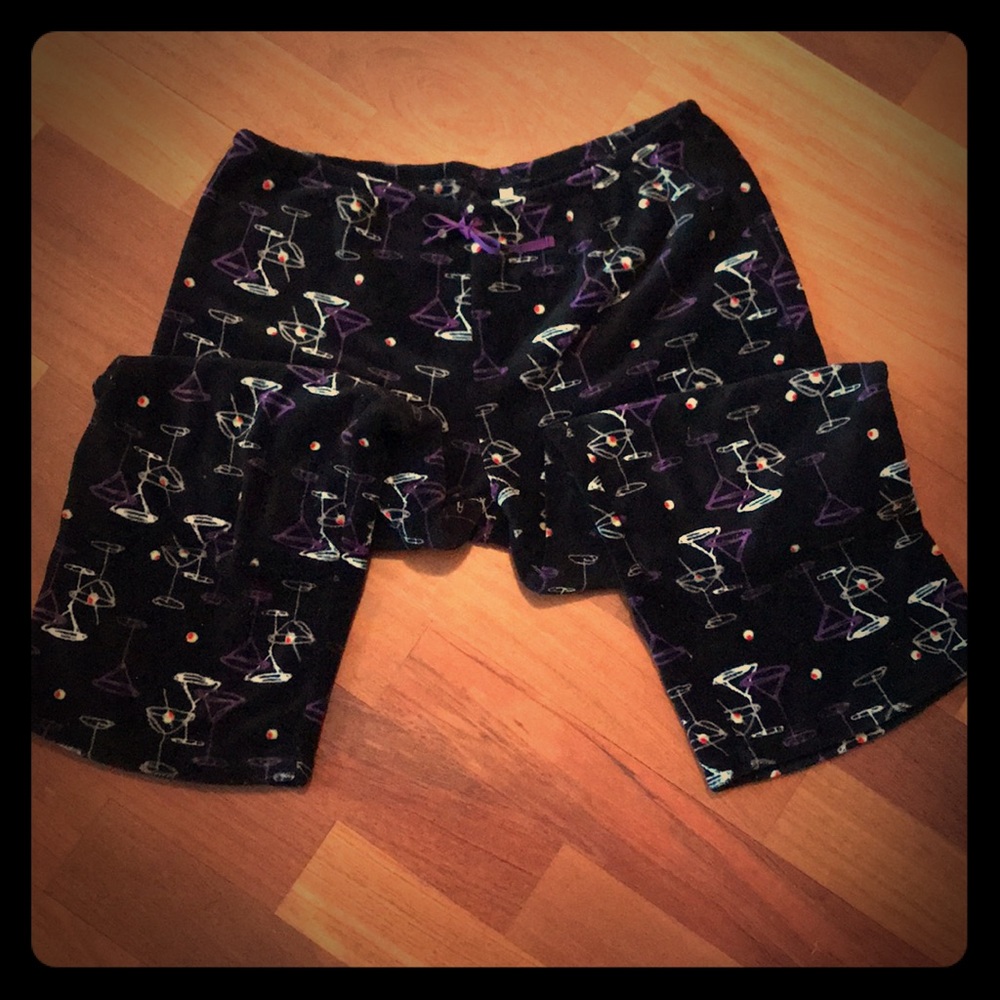Black white & purple fleece martini pants size xxl